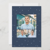Afscheidspartij drie foto leuk marineconfetti kaart (Achterkant)
