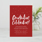 Afscheidspartij drie foto leuk rood confetti kaart (Staand voorkant)