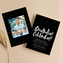 Afscheidspartij drie foto zwart wit confetti