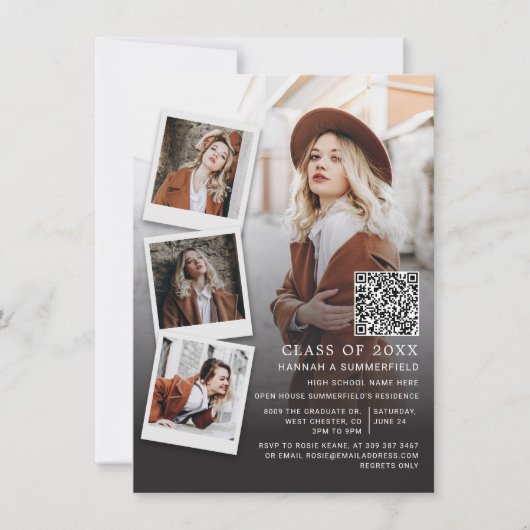 Afscheidspartij Multi Foto QR Code Afgestudeerd 20 Kaart (Voorkant)
