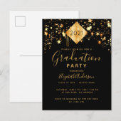 Afscheidspartij topper zwart goud sterren briefkaart (Voorkant / Achterkant)