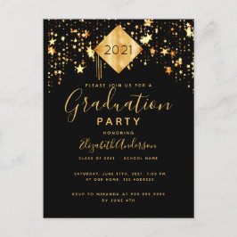Afscheidspartij topper zwart goud sterren briefkaart