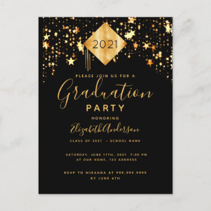Afscheidspartij topper zwart goud sterren briefkaart