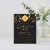 Afscheidspartij topper zwart goud sterren briefkaart (Staand voorkant)