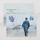 Afscheidspartij zoon gefeliciteerd briefkaart (Voorkant / Achterkant)