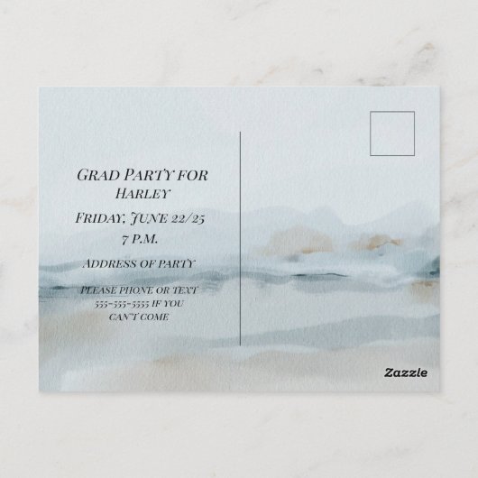 Afscheidspartij zoon gefeliciteerd briefkaart (Achterkant)