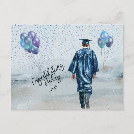 Afscheidspartij zoon gefeliciteerd briefkaart (Voorkant)