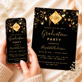 Afscheidsparty 2023 topper zwart goud sterren kaart