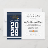 Afscheidsparty 2025 Marineblauw Witte Afgestudeerd Kaart (Voorkant)