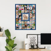 Afscheidsparty 55 Foto Collage Blauw of op Maat Poster (Thuiskantoor)