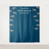 Afscheidsparty Blauwe Achtergrond Foto Prop Wandkleed (Voorkant)