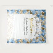 Afscheidsparty Blauwe Gouden Ballonnen Slierten Wandkleed (Voorkant (horizontaal))