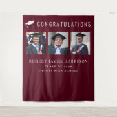 Afscheidsparty Bordeaux fotohokje achtergrond Wandkleed (Voorkant)