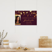 Afscheidsparty bordeauxrood gouden sterren foto poster (Keuken)