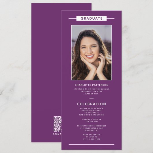 Afscheidsparty Eenvoudig Modern Foto QR Code Kaart (Voorkant / Achterkant)