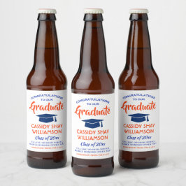Afscheidsparty Gefeliciteerd Modern Oranje en Blau Bier Etiket