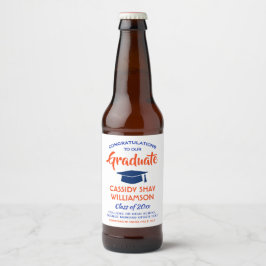 Afscheidsparty Gefeliciteerd Modern Oranje en Blau Bier Etiket