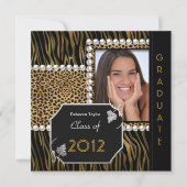 Afscheidsparty Goud Zwart Wit Luipaard Zebra Kaart (Voorkant)
