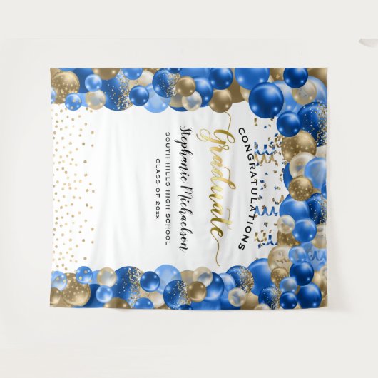 Afscheidsparty Koningsblauw Gouden Ballonnen Sling Wandkleed (Voorkant (horizontaal))