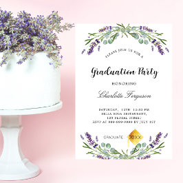 Afscheidsparty lavendel eucalyptus bloemen kaart