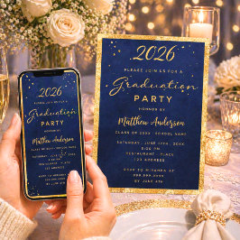 Afscheidsparty marineblauw goud 2026 kaart