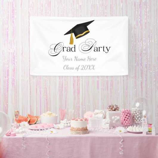 Afscheidsparty met eigen naam en eindexamenjaar spandoek (Feest)