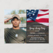 Afscheidsparty Militair Vlag van de VS Soldaat Fot Uitnodiging Briefkaart (Voorkant)