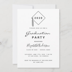 Afscheidsparty moderne zwarte witte topper kaart