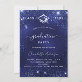 Afscheidsparty navyblauw glitters luxe 2025 kaart (Voorkant)