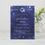Afscheidsparty navyblauw glitters luxe 2025 kaart (Staand voorkant)
