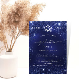 Afscheidsparty navyblauw glitters luxe 2025 kaart