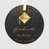 Afscheidsparty zwart gouden pet ornament (achterkant)