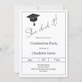 Afscheidsparty zwart wit Ze heeft het gedaan Kaart (Voorkant)
