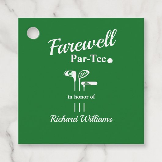 Afscheidspensioen golfclubs Thema Par T-shirt Bedankjes Labels (Voorkant)