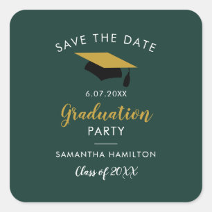Afscheidsscriptie 2026 Save the Date Afstudeerfees Vierkante Sticker
