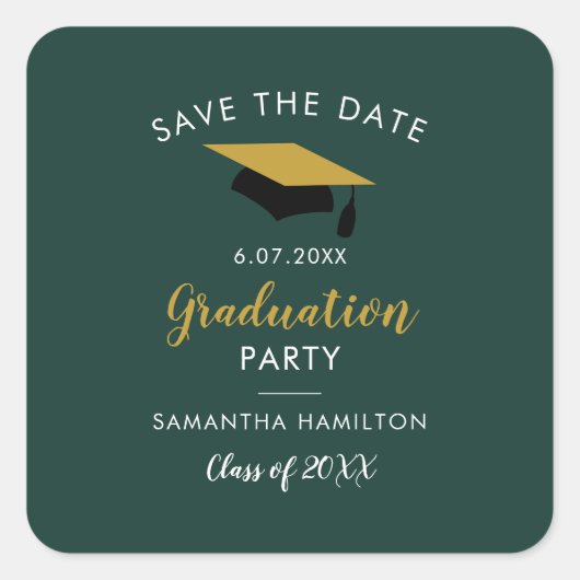 Afscheidsscriptie 2026 Save the Date Afstudeerfees Vierkante Sticker (Voorkant)