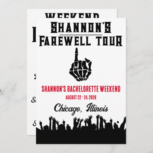 Afscheidstocht, Muziekfestival Bachelorette Weeken Kaart (Voorkant / Achterkant)