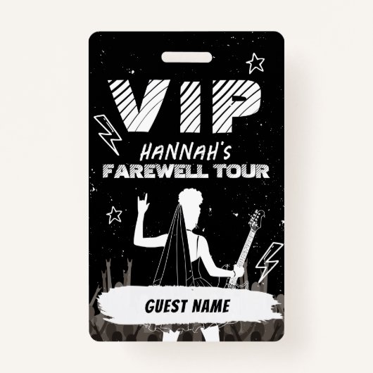 Afscheidstour Punk Rock Bachelorette VIP-pas Badge (Voorkant)