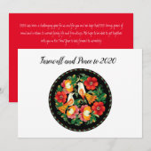 Afscheidsvrede aan 2020 Mooie Folk Art Duiven Feestdagenkaart (Voorkant / Achterkant)