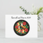 Afscheidsvrede aan 2020 Mooie Folk Art Duiven Feestdagenkaart (Staand voorkant)