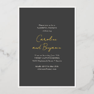 Afschied Brunch Trouwfeest Goud Schrift Namen Zwar Folie Uitnodiging