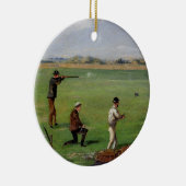 Afschieten (olie op papier) keramisch ornament (Rechts)