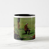 Afschieten (olie op papier) tweekleurige koffiemok (Center)