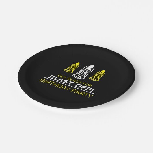 Afschieten! Space Shuttles, geboortedag Papieren Bordje (Gekanteld)