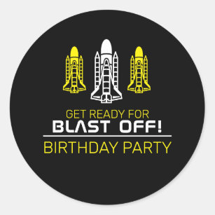 Afschieten! Space Shuttles, geboortedag Ronde Sticker