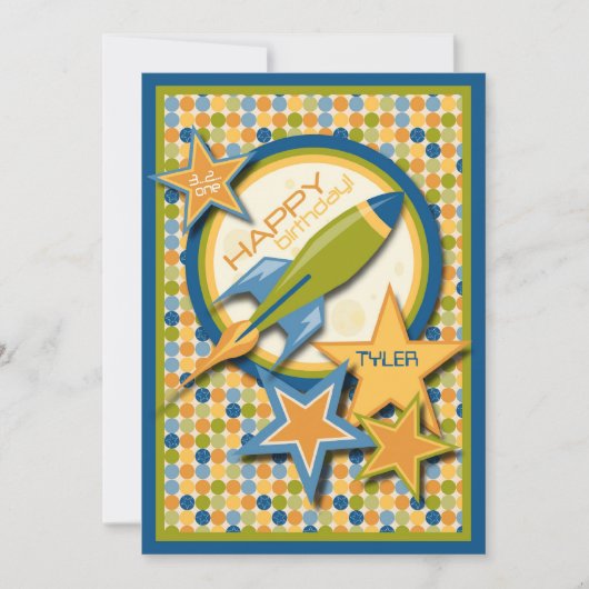 Afschieten! Spaceship Birthday Kaart (Voorkant)