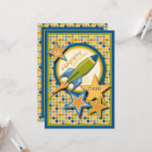 Afschieten! Spaceship Birthday Kaart (Voorkant / Achterkant in situ)