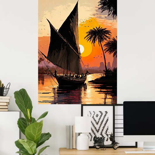 Afschilderen in de zonsondergang poster (Thuiskantoor)