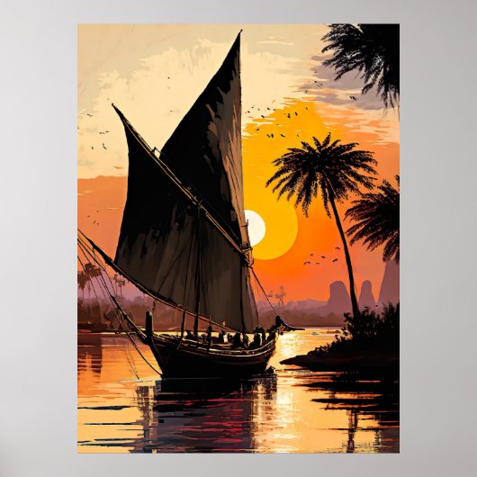 Afschilderen in de zonsondergang poster (Voorkant)