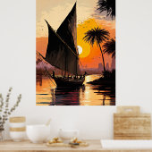 Afschilderen in de zonsondergang poster (Keuken)